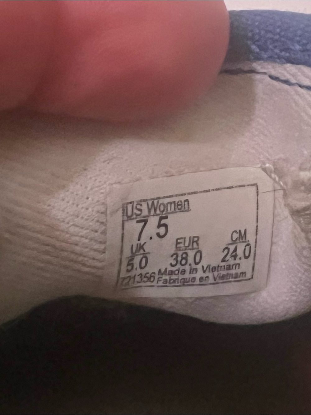 Woman’s Used Slip-On Checkerboard Canvas Sneakers in Blue and White - Picture 4 of 5